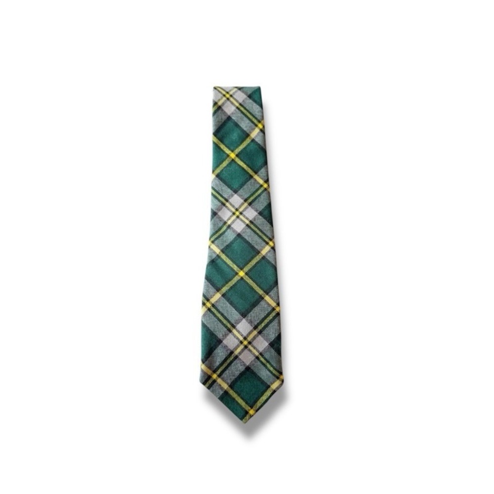 Ingles Buchan Wool Tie Cape Breton Plaid Tartan Made in Scotland Green Black Tie